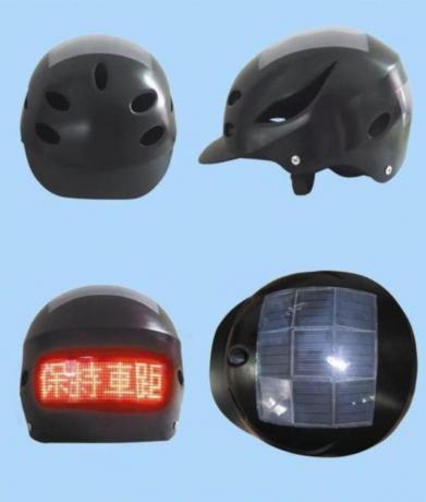 Bicycle Helmet With Solar Powered LED Display